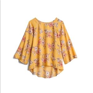 Chiffon floral crew neck blouse
